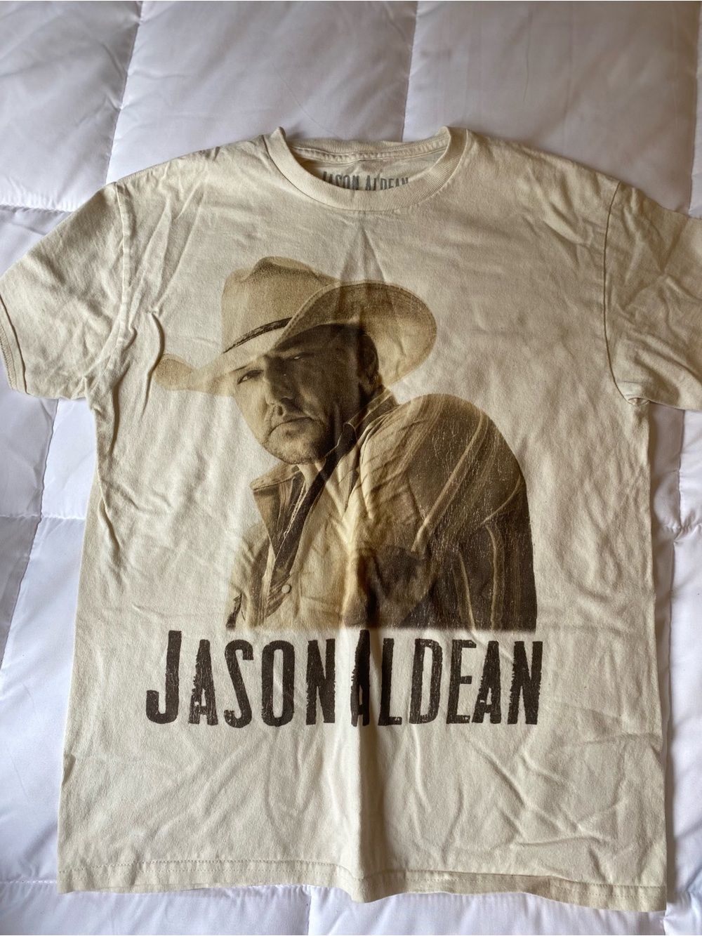 Cream Graphic Short Sleeve Tee with Front Portrait